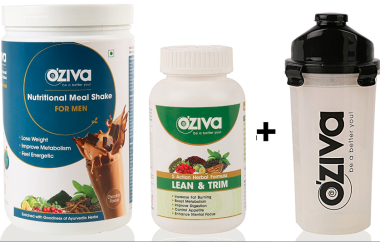 OZIVA COMBO PACK OF NUTRITIONAL MEAL SHAKE MEN-1KG CHOCOLATE AND LEAN & TRIM-120 TABLETS