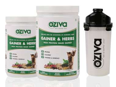 OZIVA GAINER & HERBS, HIGH PROTEIN MASS GAINER POWDER (PACK OF 2) CHOCOLATE