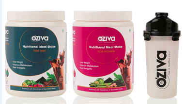 OZIVA NUTRITIONAL MEAL SHAKE (MEAL REPLACEMENT) 'HIS & HER' (PACK OF 2) 500GM, CHOCOLATE WITH FREE SHAKER