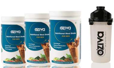 OZIVA NUTRITIONAL MEAL SHAKE (MEAL REPLACEMENT) FOR MEN 1KG (PACK OF 3), CHOCOLATE WITH FREE SHAKER