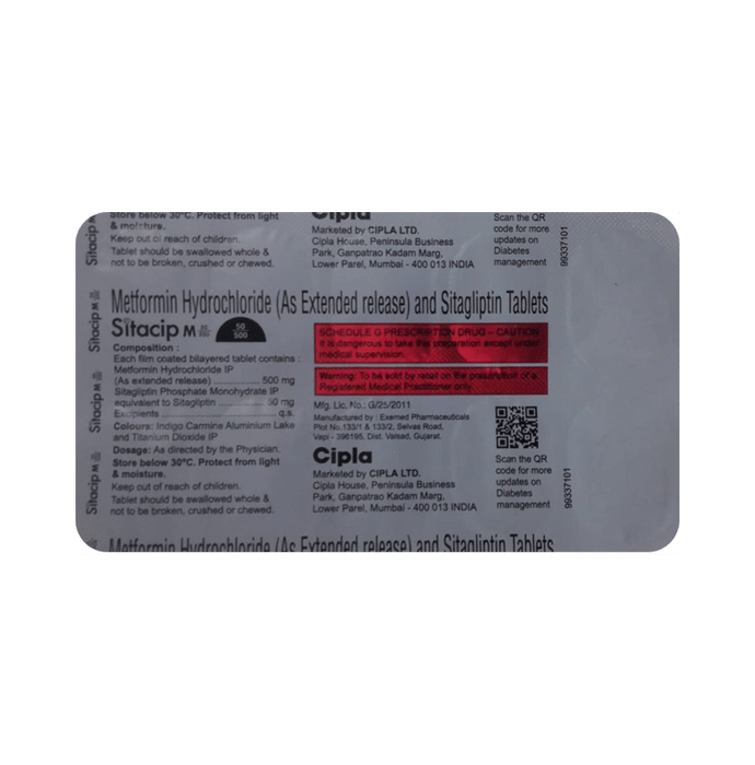 Sitacip M 50mg/500mg Tablet ER