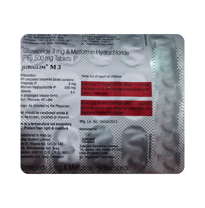 Jubiglim M 3mg/500mg Tablet