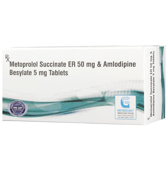 Genericart Amlodipine Besylate+Metoprolol Succinate 5mg/50mg Tablet ER