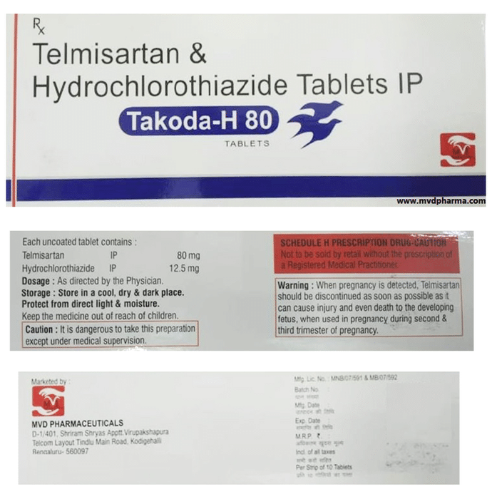 Takoda H 80mg/12.5mg Tablet