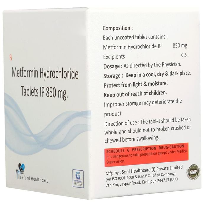 Genericart Metformin Hydrochloride 850mg Tablet