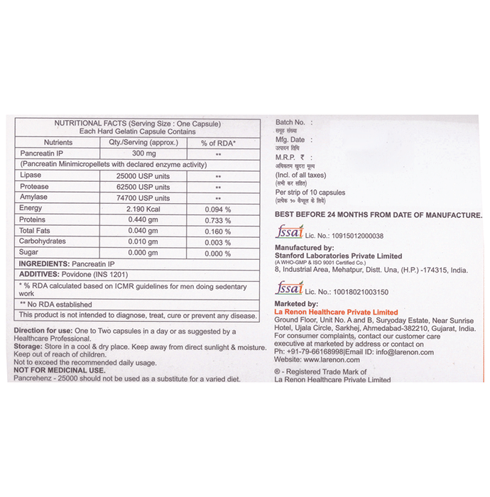 Pancrehenz 25000 Capsule