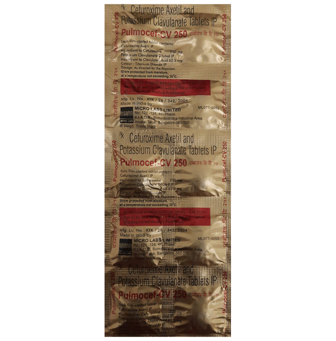 Pulmocef CV 250mg/62.50mg Tablet