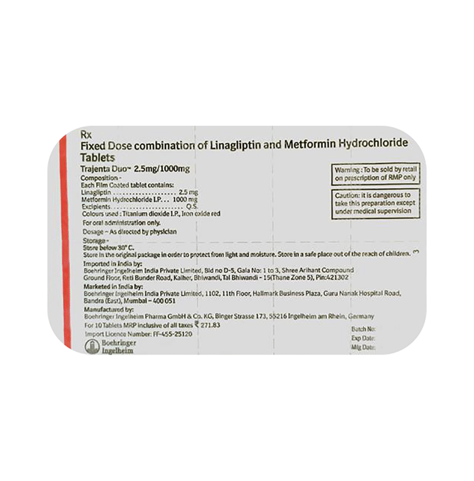 Trajenta Duo 2.5mg/1000mg Tablet