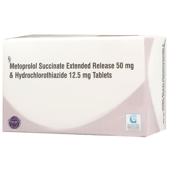 Genericart Metoprolol Succinate+Hydrochlorothiazide 50mg/12.5mg Tablet ER