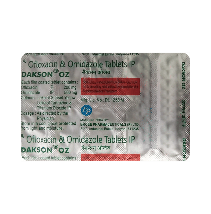 Dakson OZ 200 mg/500 mg Tablet