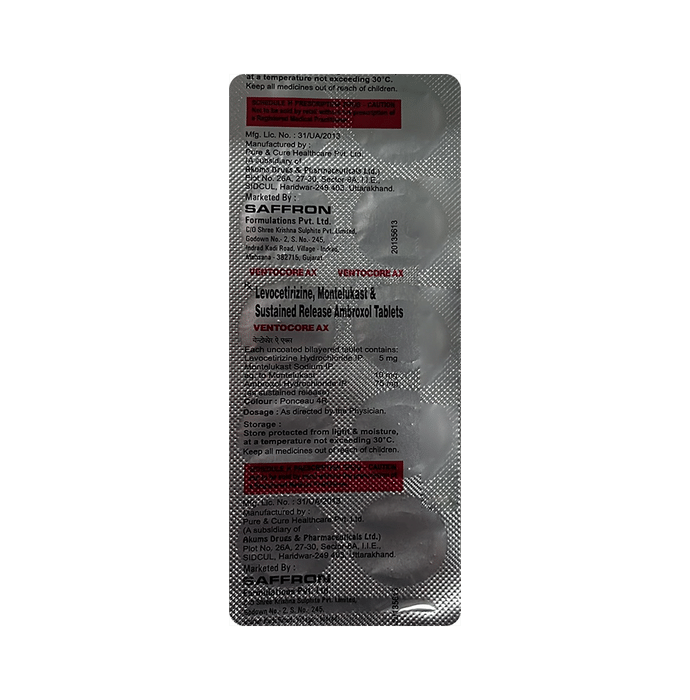 Ventocore AX 75mg/5mg/10mg Tablet