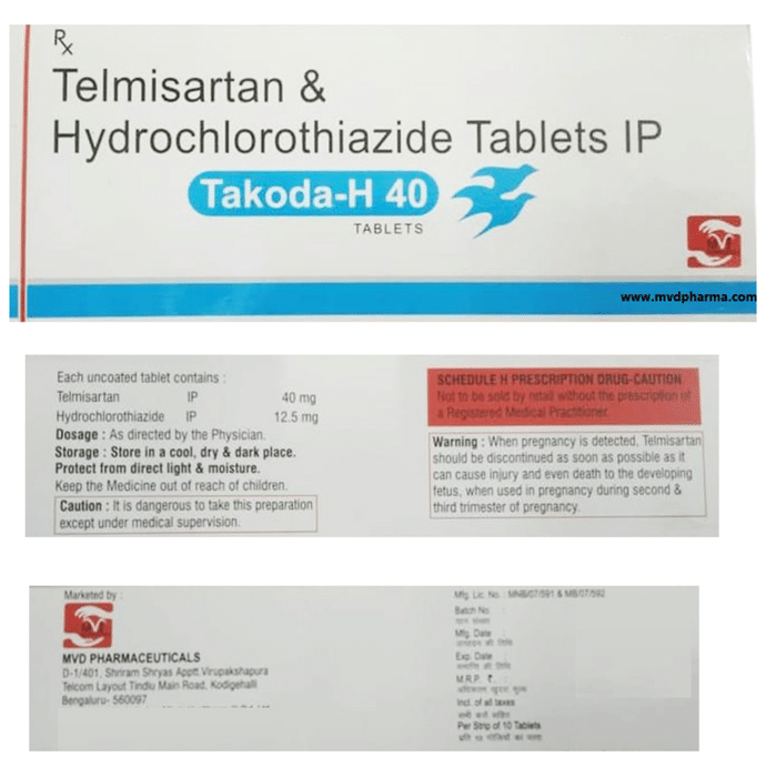 Takoda H 40mg/12.5mg Tablet