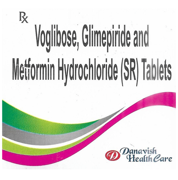 Danavish Glimepiride+Metformin+Voglibose 1mg/500mg/0.2mg Tablet SR