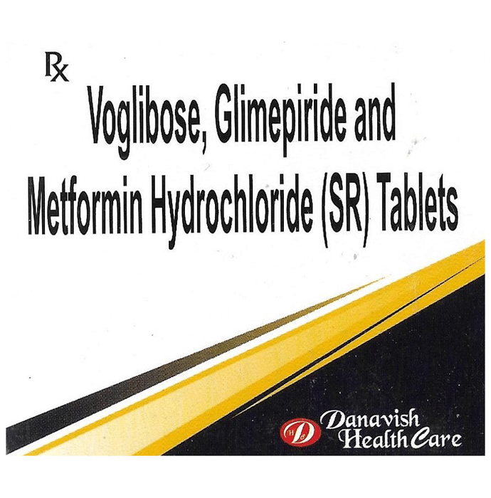 Danavish Glimepiride+Metformin+Voglibose 2mg/500mg/0.2mg Tablet SR