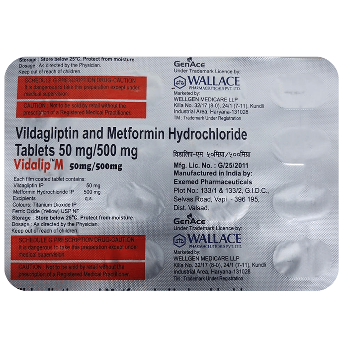 Vidalip M 500mg/50mg Tablet