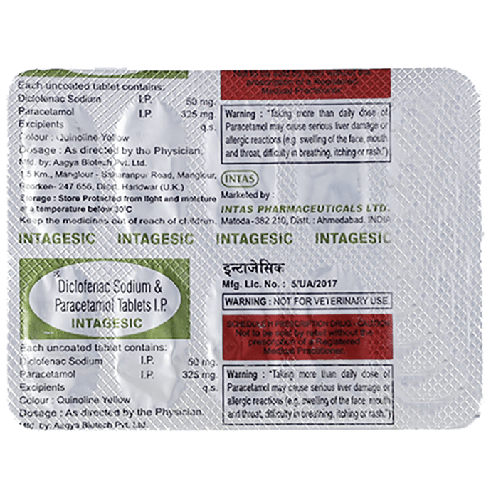 Intagesic 50 mg/325 mg Tablet