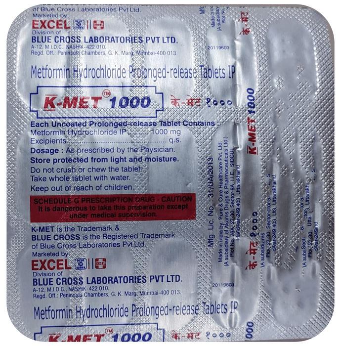 K-Met 1000mg Tablet PR
