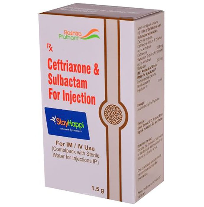 StayHappi Ceftriaxone+Sulbactam 1000mg/500mg Injection
