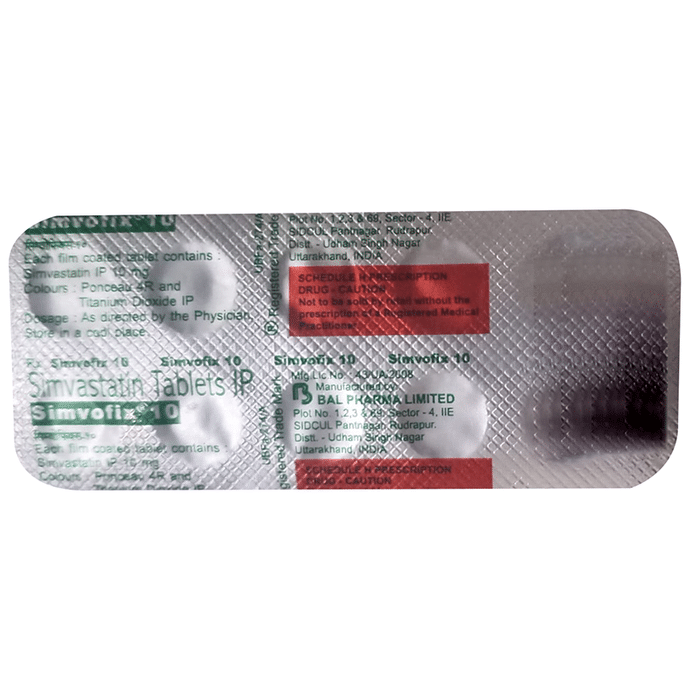 Simvofix 10mg Tablet