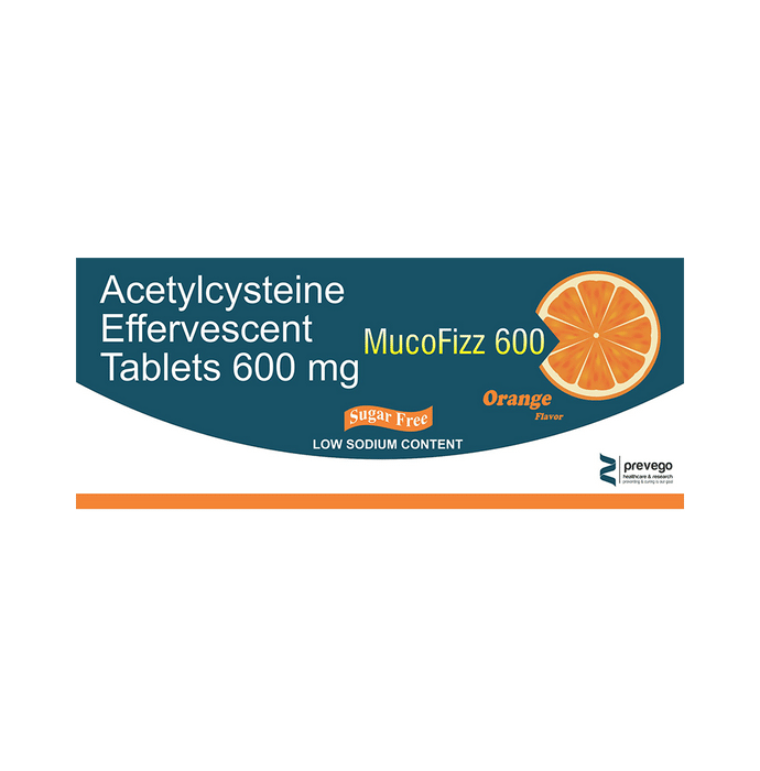 Mucofizz 600 Effervescent Tablet Orange Sugar Free