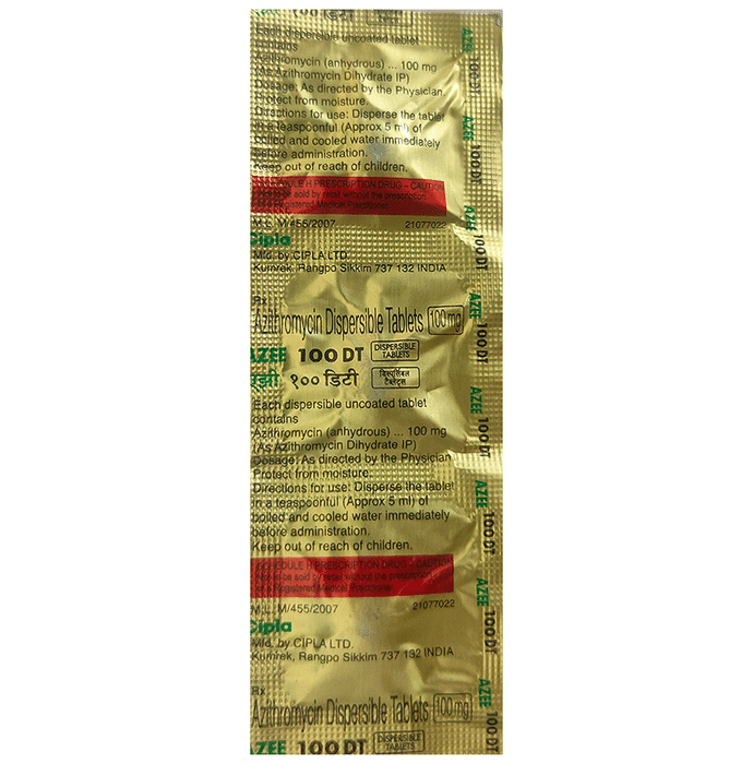 Azee 100mg Tablet DT