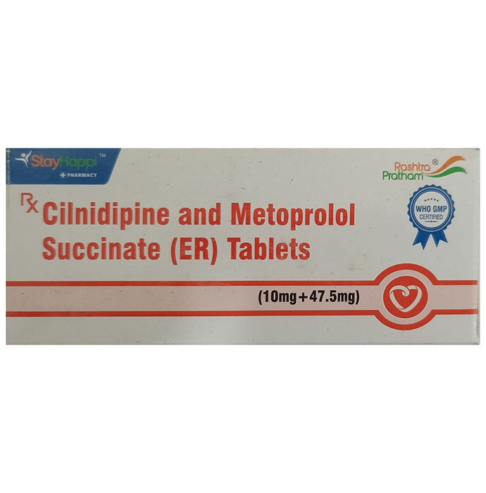 StayHappi Cilnidipine+Metoprolol Succinate 10mg/50mg Tablet ER