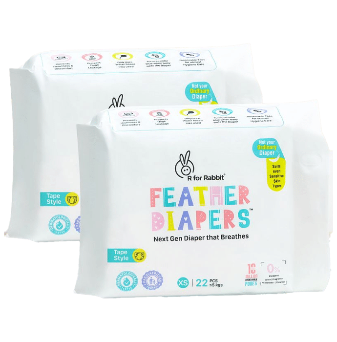 R for Rabbit Feather Tape Style Diapers XS (22 Each)