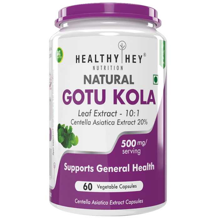 HealthyHey Nutrition Natural Gotu Kola Leaf Extract 500mg Vegetable Capsule