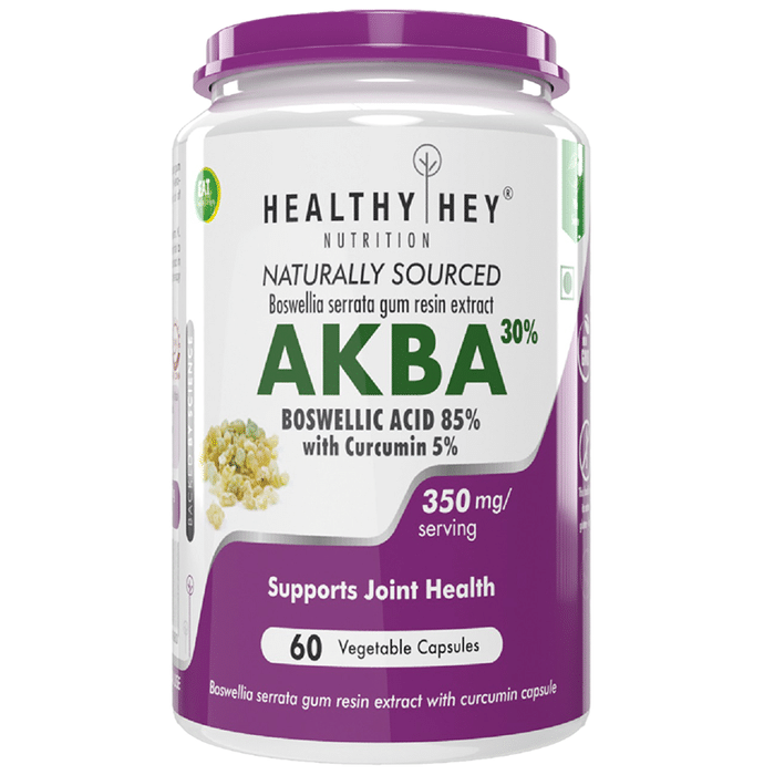 HealthyHey AKBA 30% Boswellic Acid 85% with Curcumin 5% 350mg Vegetable Capsule