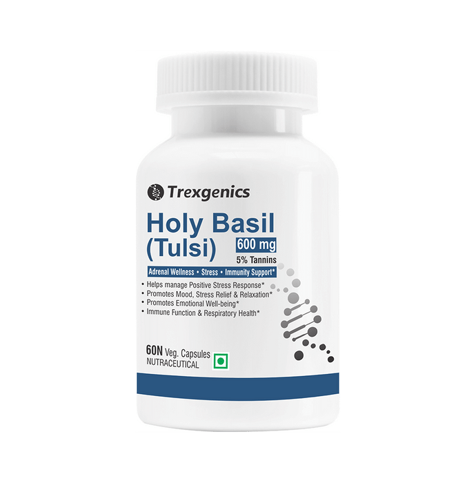 Trexgenics Holy Basil (Tulsi) 5% Tannins 600mg Veg Capsule