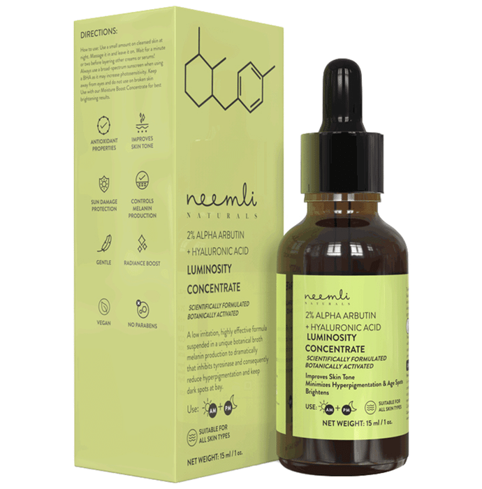 Neemli Naturals 2% Alpha Arbutin + Hyaluronic Acid Luminosity Concentrate Serum