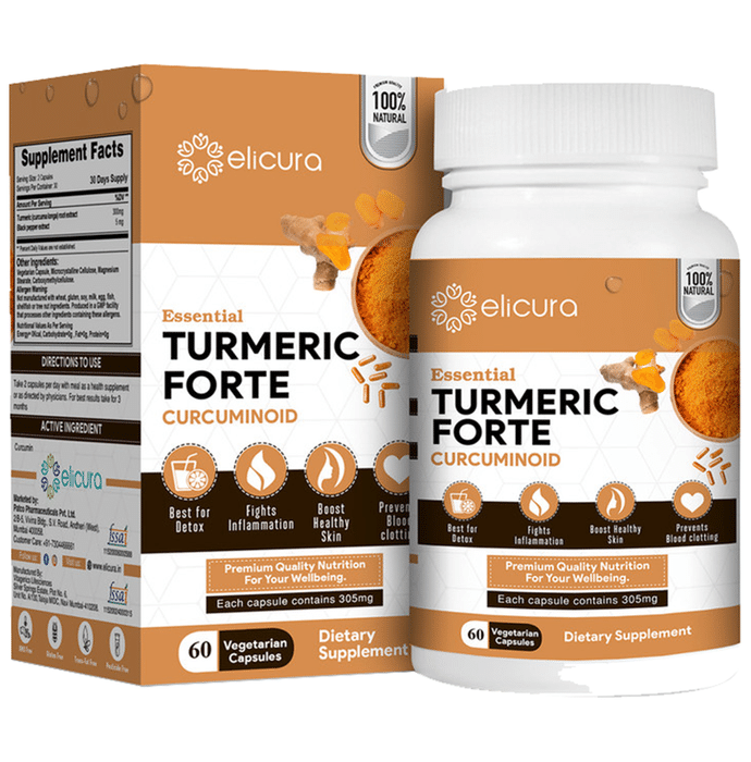 Elicura Essential Turmeric Forte Curcuminoid Vegetarian Capsule