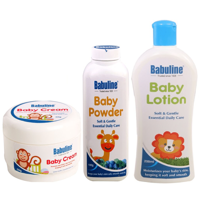 Babuline Combo Pack of Baby Cream 50gm+Baby Lotion 200ml+Baby Powder 50gm