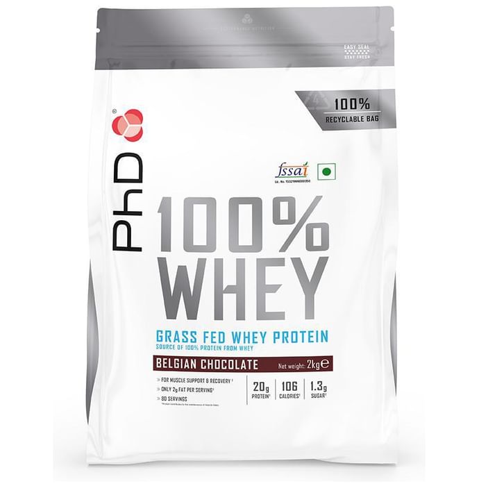 PHD 100% Grass Fed Whey Protein Powder Belgian Chocolate