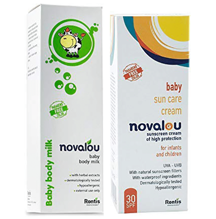 Novalou Combo Pack of Baby Body Milk 200ml and Baby Sun Care Cream 100ml