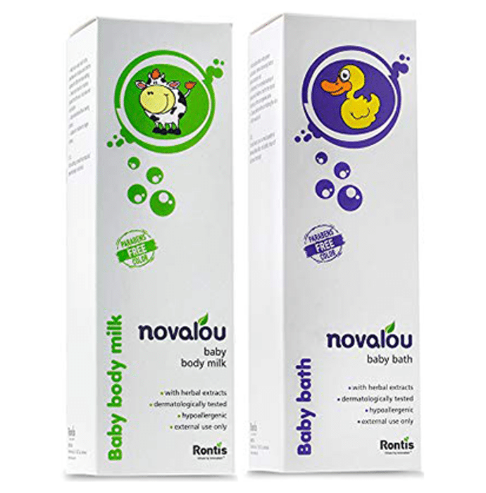 Novalou Combo Pack of Baby Body Milk & Baby Bath (200ml Each)