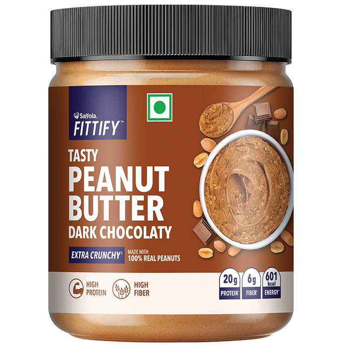 Saffola Fittify Tasty Peanut Butter Dark Chocolate Extra Crunchy