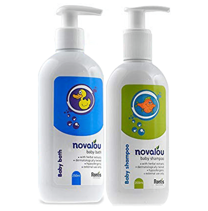 Novalou Combo Pack of Baby Shampoo 200ml and Baby Bath 250ml