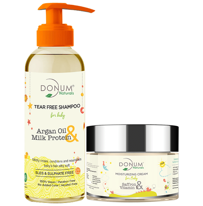 Donum Naturals Combo Pack of Saffron & Vitamin F Cream and Tear Free Shampoo for Baby