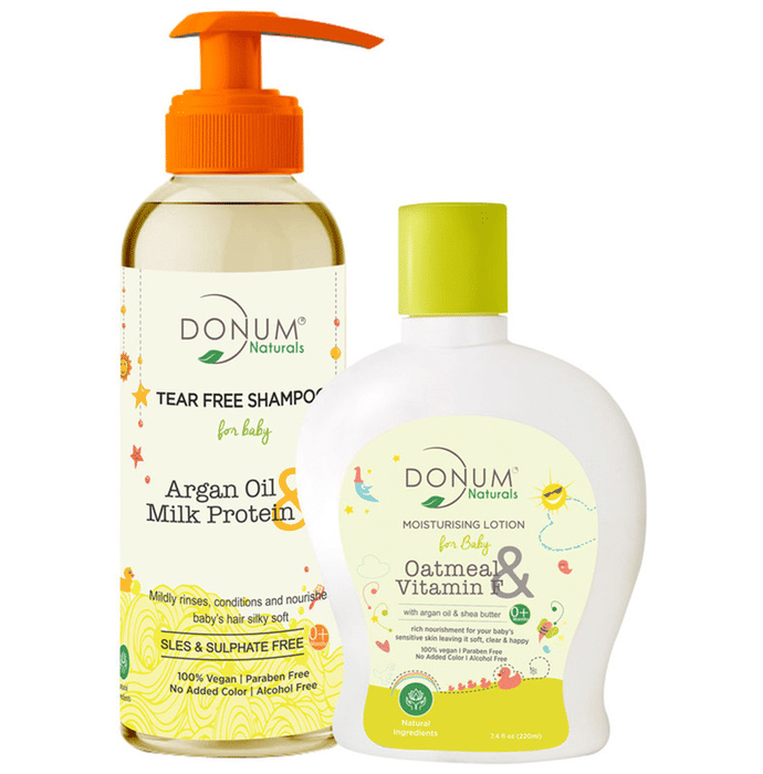 Donum Naturals Combo Pack of Tear Free Shampoo and Oatmeal & Vitamin F Moisturising Lotion for Baby