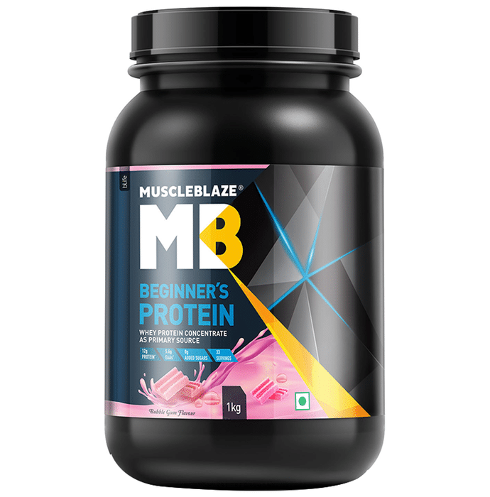 MuscleBlaze MB Beginner's Whey Protein Concentrate Powder Bubblegum