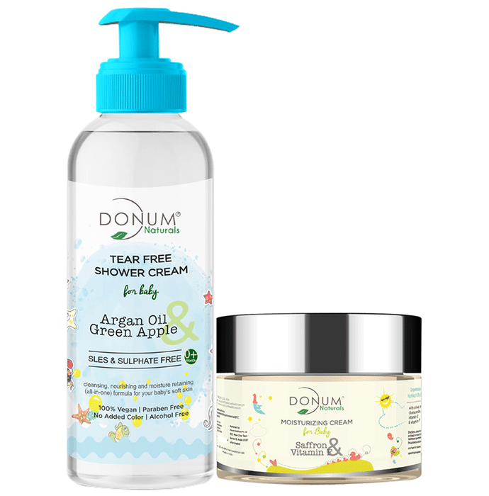 Donum Naturals Combo Pack of Tear Free Shower Cream and Saffron & Vitamin F Moisturizing Cream for Baby