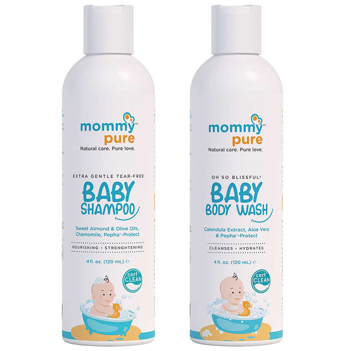Mommypure Combo Pack of Extra Gentle Tear-Free Shampoo and Oh So Blissful! Baby Body Wash (120ml Each)