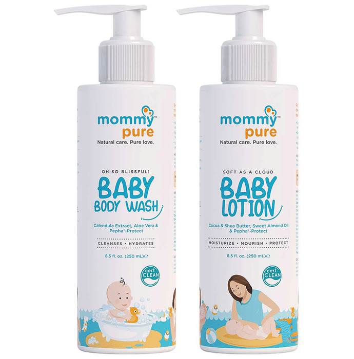 Mommypure Combo Pack of Oh So Blissful! Baby Body Wash and Soft As A Cloud Baby Lotion (250ml Each)