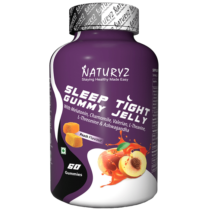 Naturyz Sleep Tight Gummy Jelly with Melatonin, Chamomile, Ashwagandha & Valerian for Sleep Support Peach