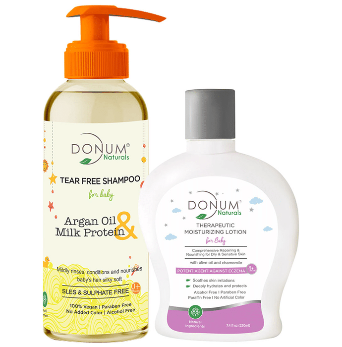 Donum Naturals Combo Pack of Tear Free Shampoo & Therapeutic Moisturizing Lotion for Baby
