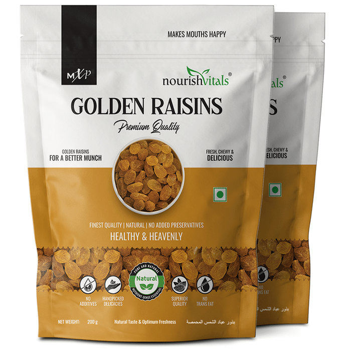 NourishVitals Golden Raisins Premium Quality (200gm Each)