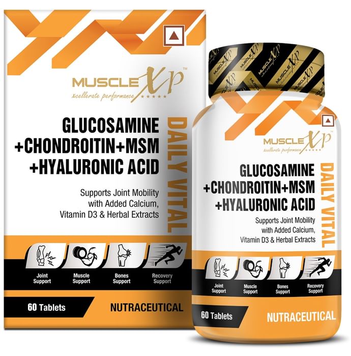 MuscleXP Glucosamine + Chondroitin + MSM + Hyaluronic Acid Daily Vital Tablet (60 Each)