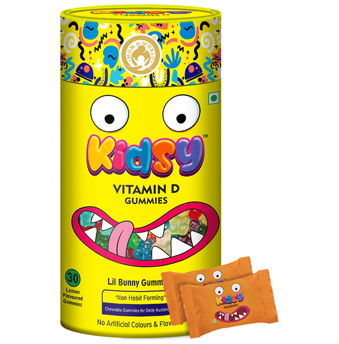 Mom & World Kidsy Vitamin D Gummies (30 Each) Lemon Flavoured