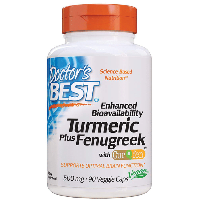 Doctor's Best Enhanced Bioavailability Turmeric Plus Fenugreek with CurQfen 500mg Veggie Caps